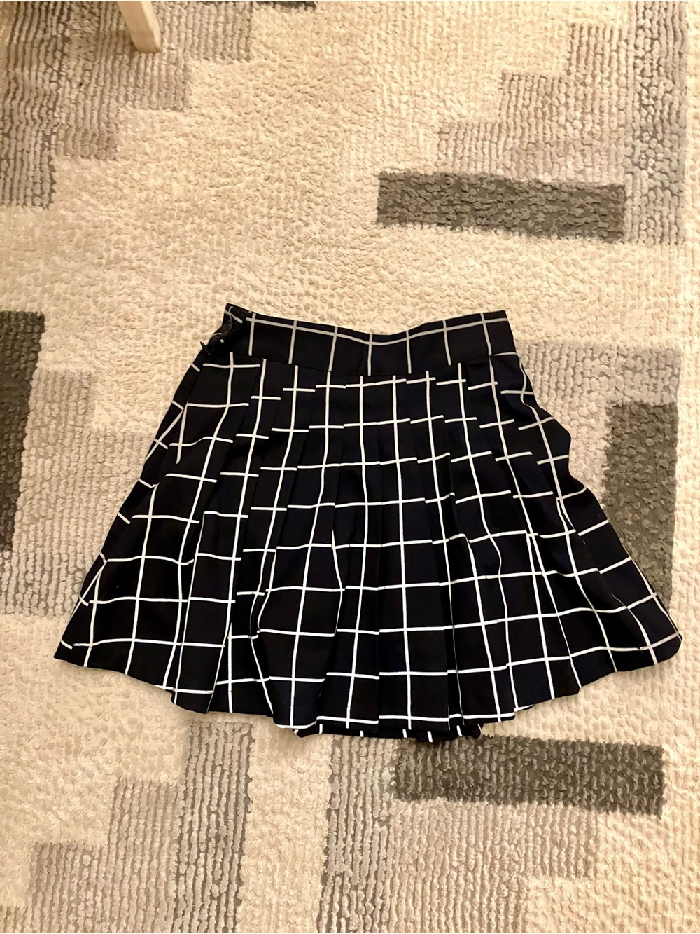Melody Ehsani Black and White Grid Skater Skirt